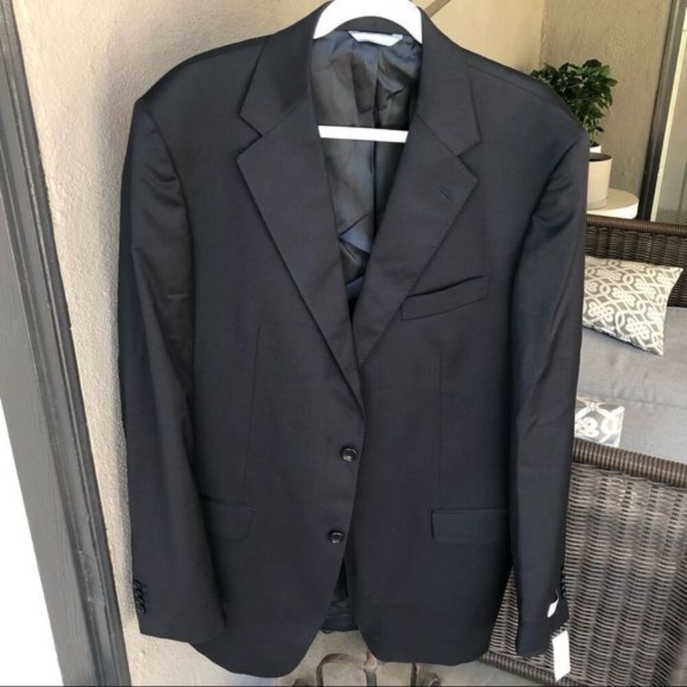Piatelli mens black 100% wool jacket sport coat blazer. New with tags. Size 44L